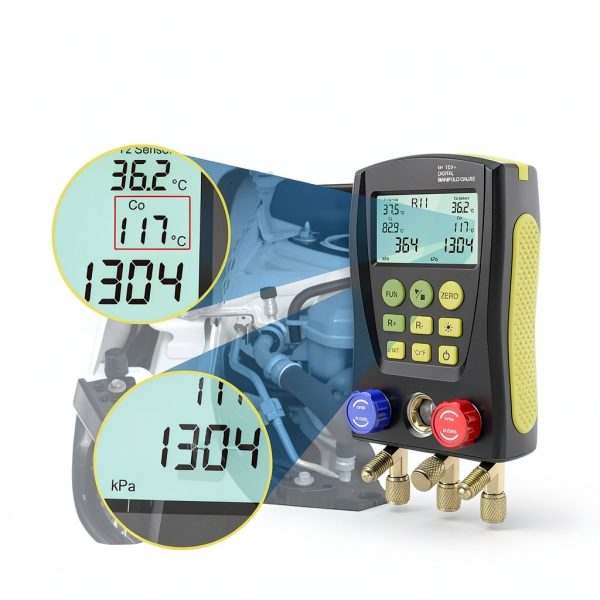 PLAYOCCAR Digital HVAC Gauge Kit Refrigerant Manifold Meter-4