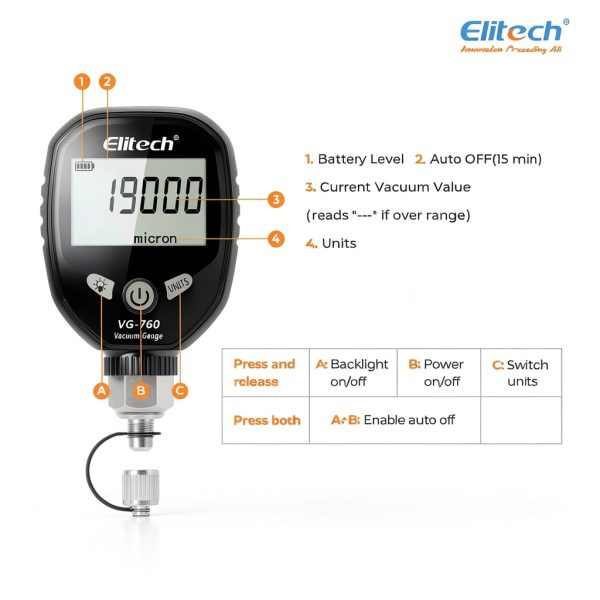 Vacuum Gauge Elitech VG-760 High Accuracy-2