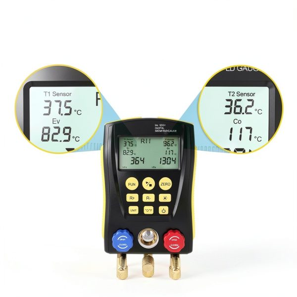 PLAYOCCAR Digital HVAC Gauge Kit Refrigerant Manifold Meter-5
