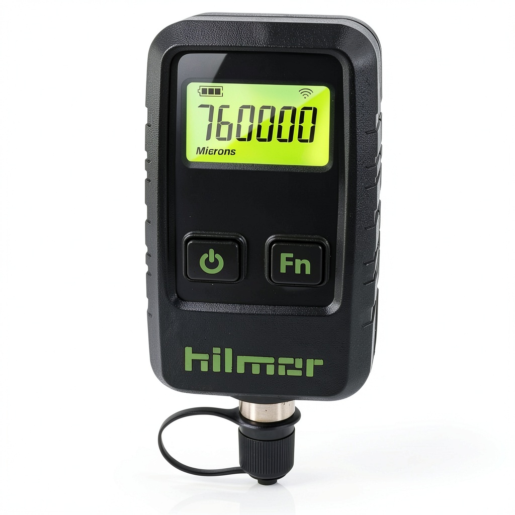 Diversitech CVG1200 vacuum gauge displayed on a technician's workbench with backlit LCD showing 45 microns