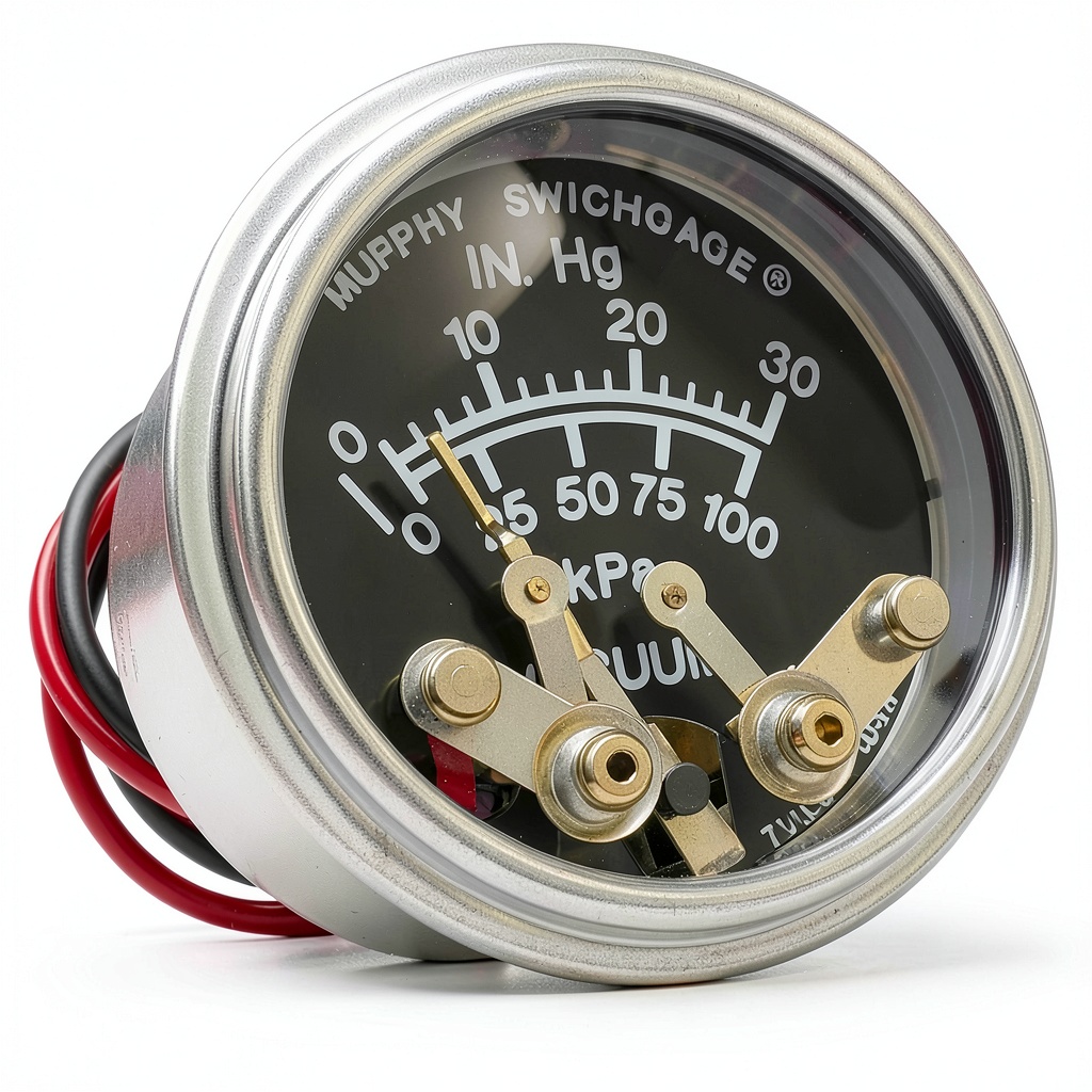 Murphy vacuum gauge displaying vacuum levels in an industrial setting