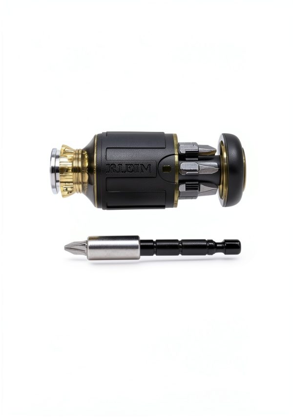 Klein Tools 8 in 1 Stubby Screwdriver Adjustable Length Black Yellow-2