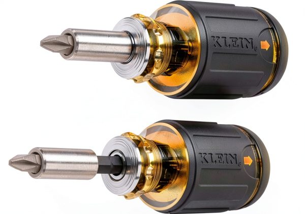 Klein Tools 8 in 1 Stubby Screwdriver Adjustable Length Black Yellow-6
