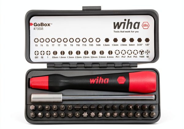 Wiha Micro Bits Set 36 Piece Go Box Brushed Handles with Rotating Cap-0