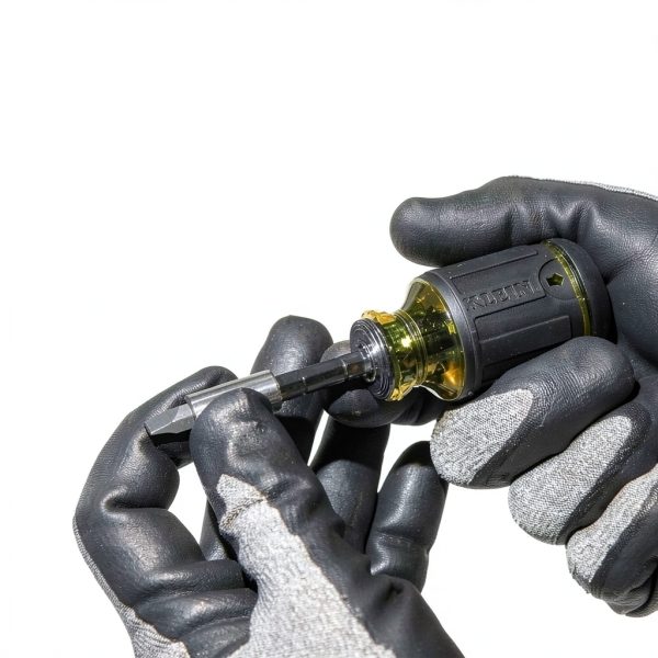 Klein Tools 8 in 1 Stubby Screwdriver Adjustable Length Black Yellow-8