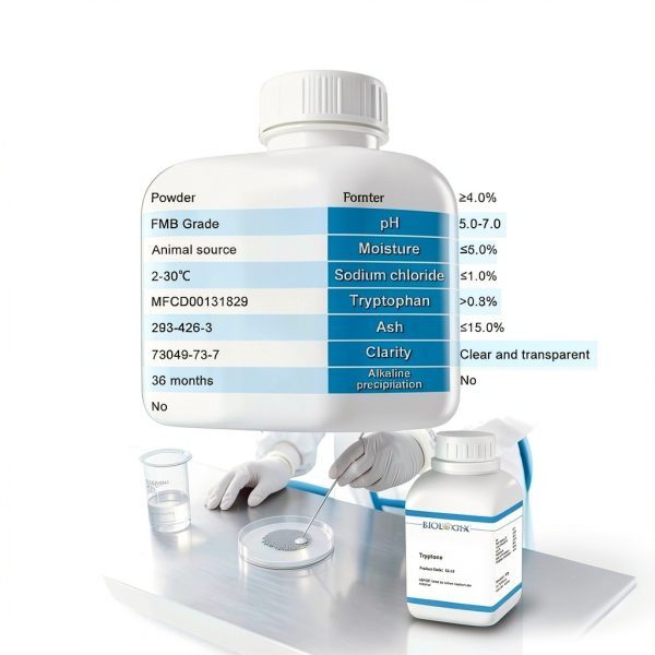 Tryptone Powder 500g FMB Grade Casein Peptone by CryoKing pH 5‑7-2